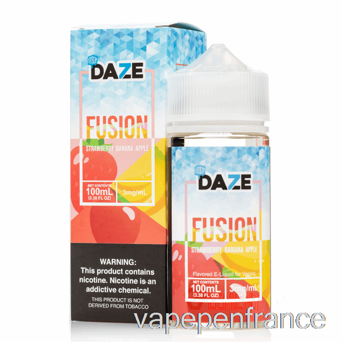 Pomme Banane Fraise Glacée - 7 Daze Fusion - Stylo Vape 100 Ml 0 Mg